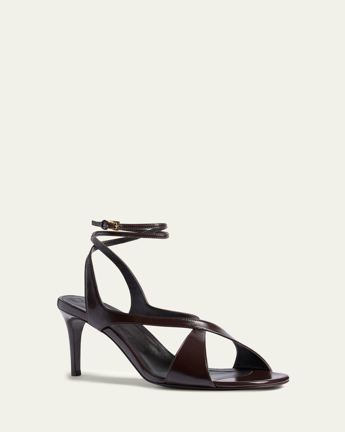 Khaite Liria Leather Crisscross Wrap Ankle-Strap Sandals