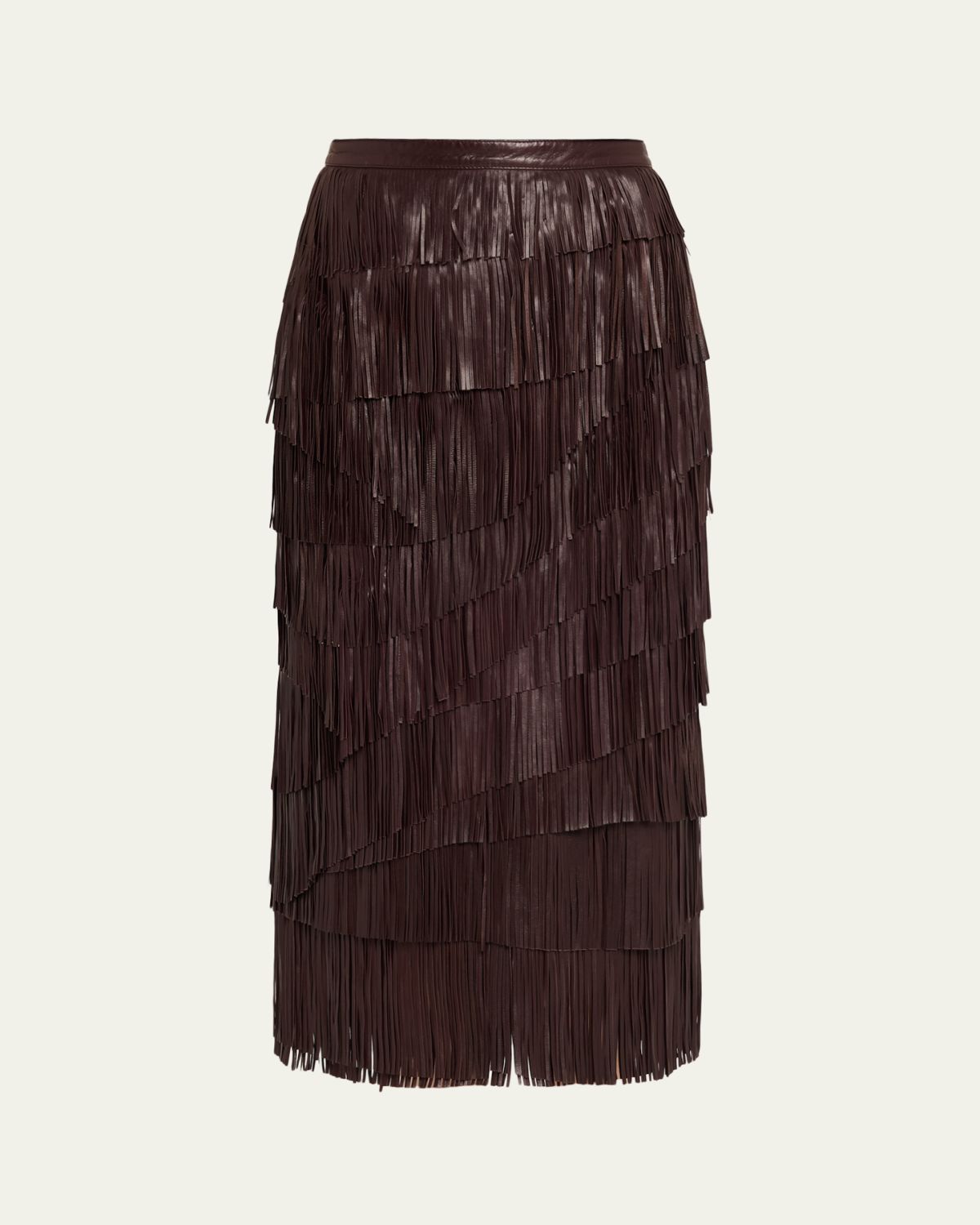 Ulla Johnson Therese Fringe Leather Midi Skirt