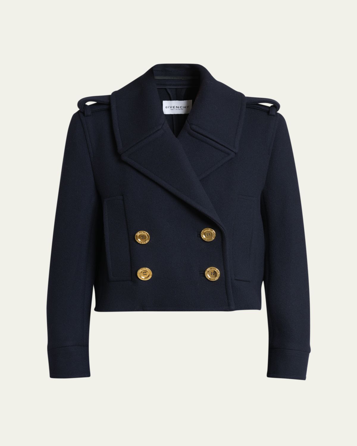 Givenchy Exaggerated Lapel Wool Double-Breasted Peacoat
