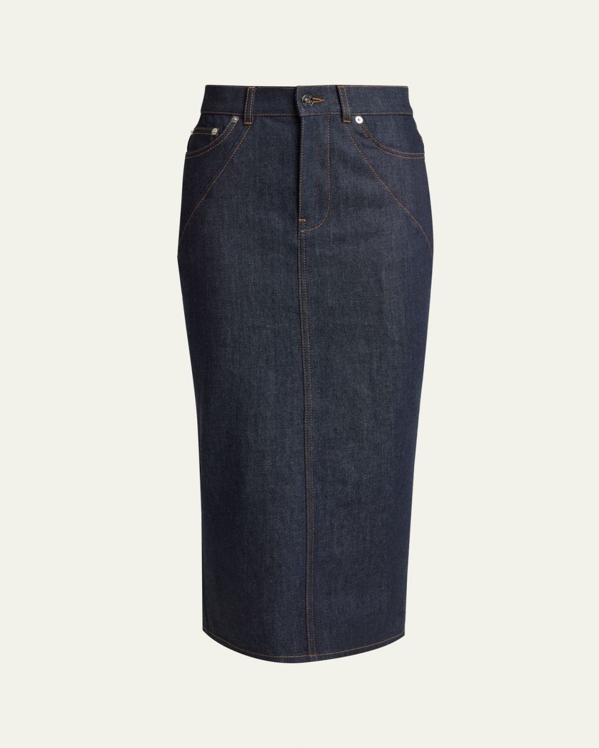 Givenchy Denim Kick-Pleat Midi Skirt
