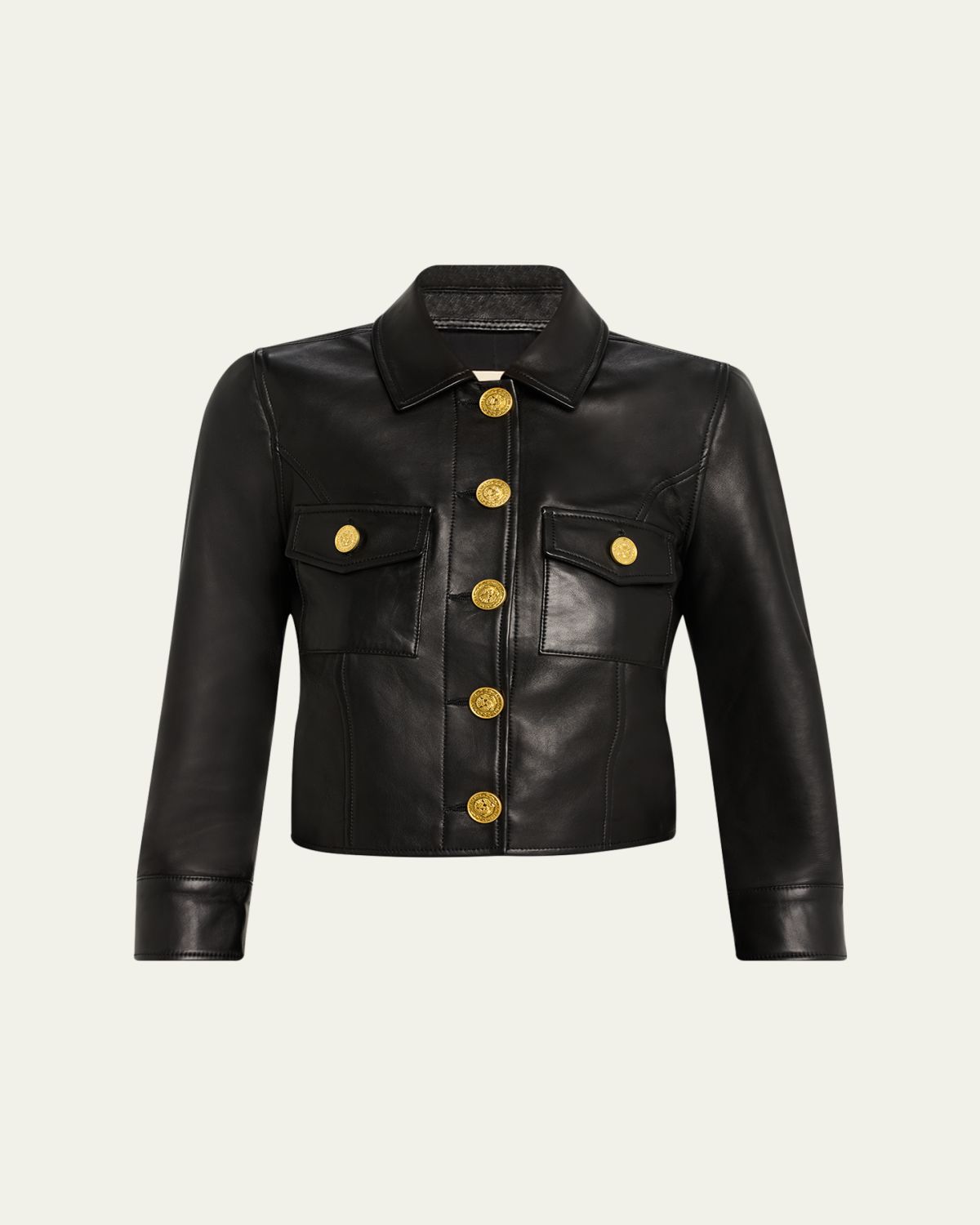 L 'Agence Kumi Cropped Leather Jacket
