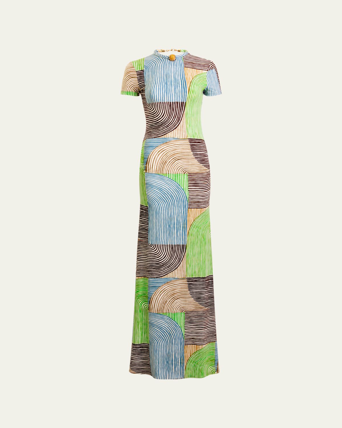 Silvia Tcherassi Yara Abstract-Print Short-Sleeve Maxi Dress