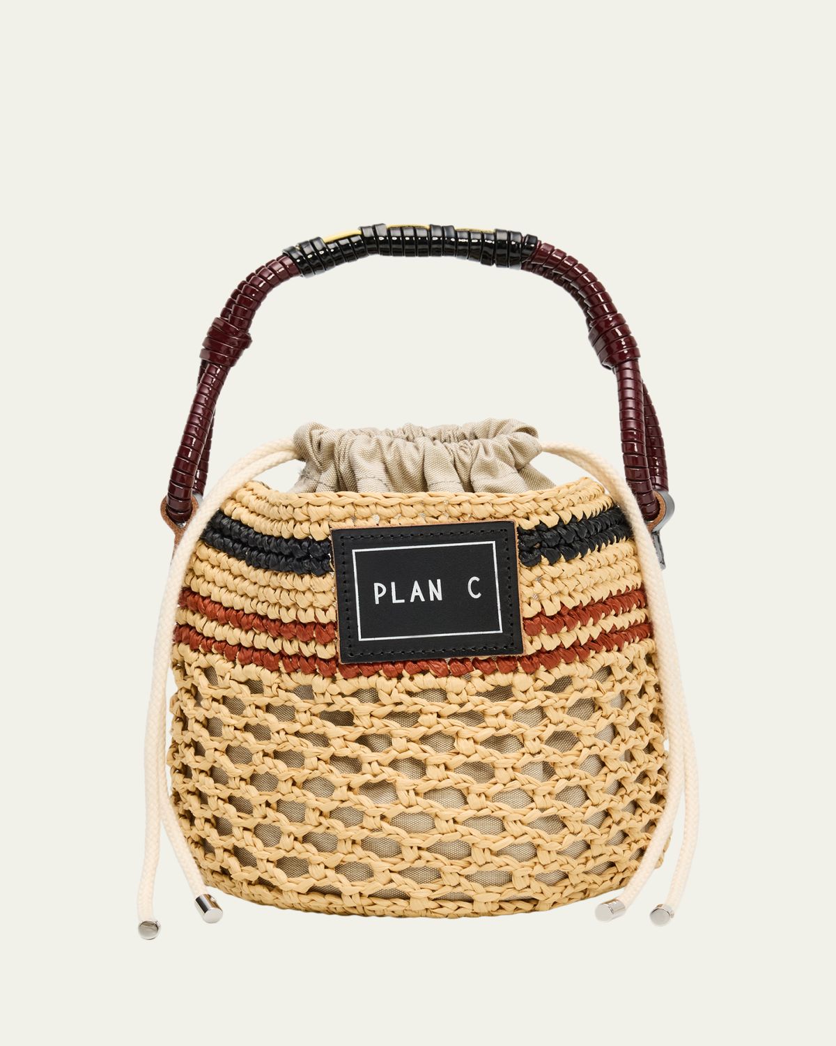 Plan C Woven Raffia Bucket Bag