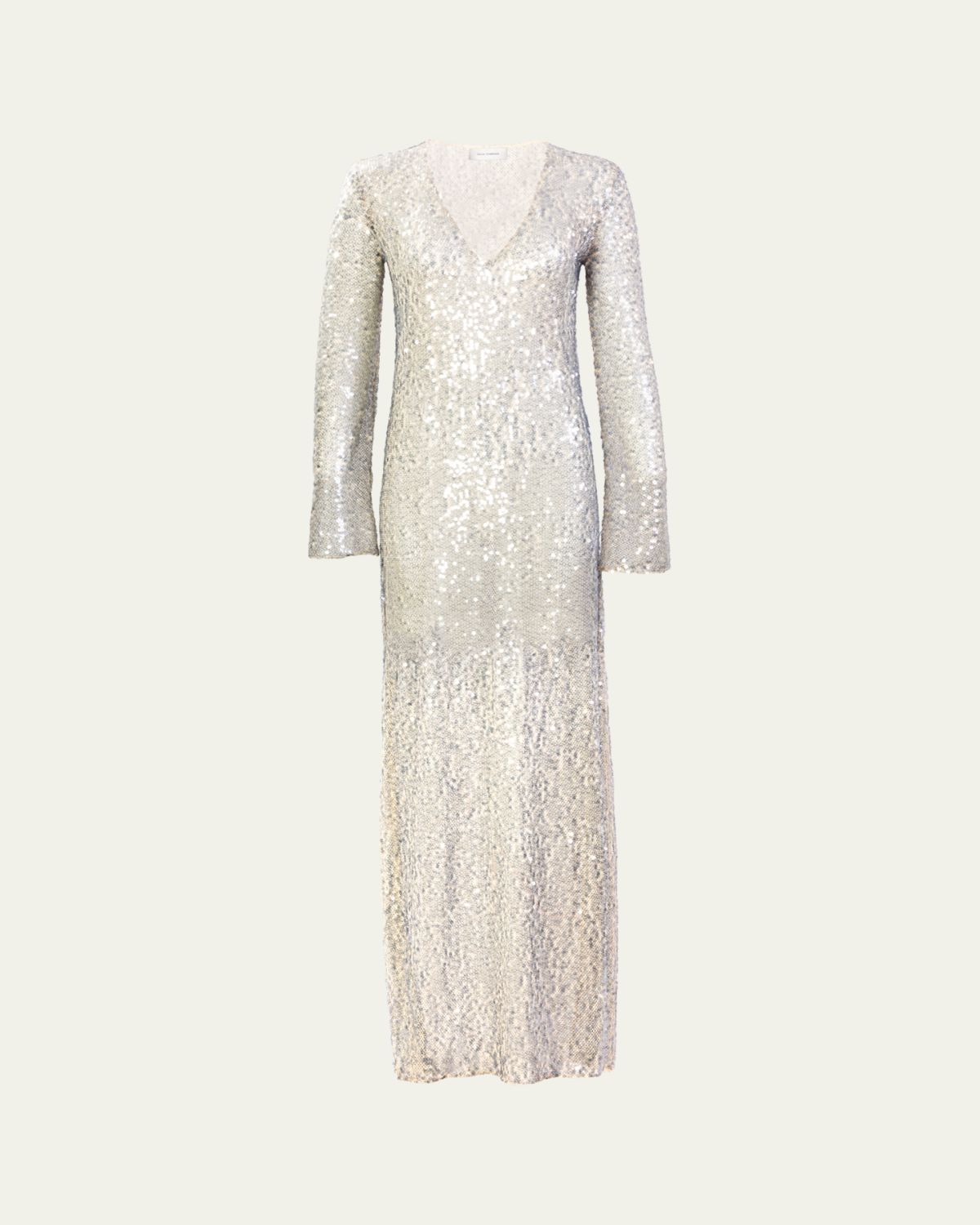 Silvia Tcherassi Nico Sequined Mesh Long-Sleeve Maxi Dress
