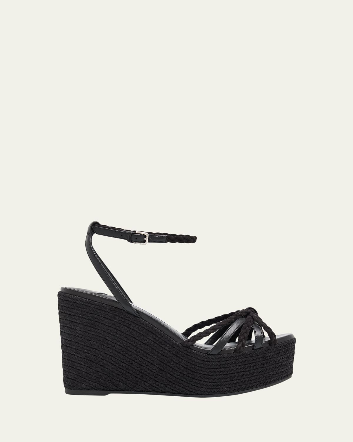 Jimmy Choo 100mm Dree Leather Espadrille Wedge Sandals