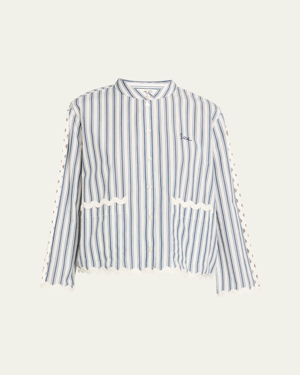Sea Richa tripe Long-leeve Cotton Top | Thumbnail 6