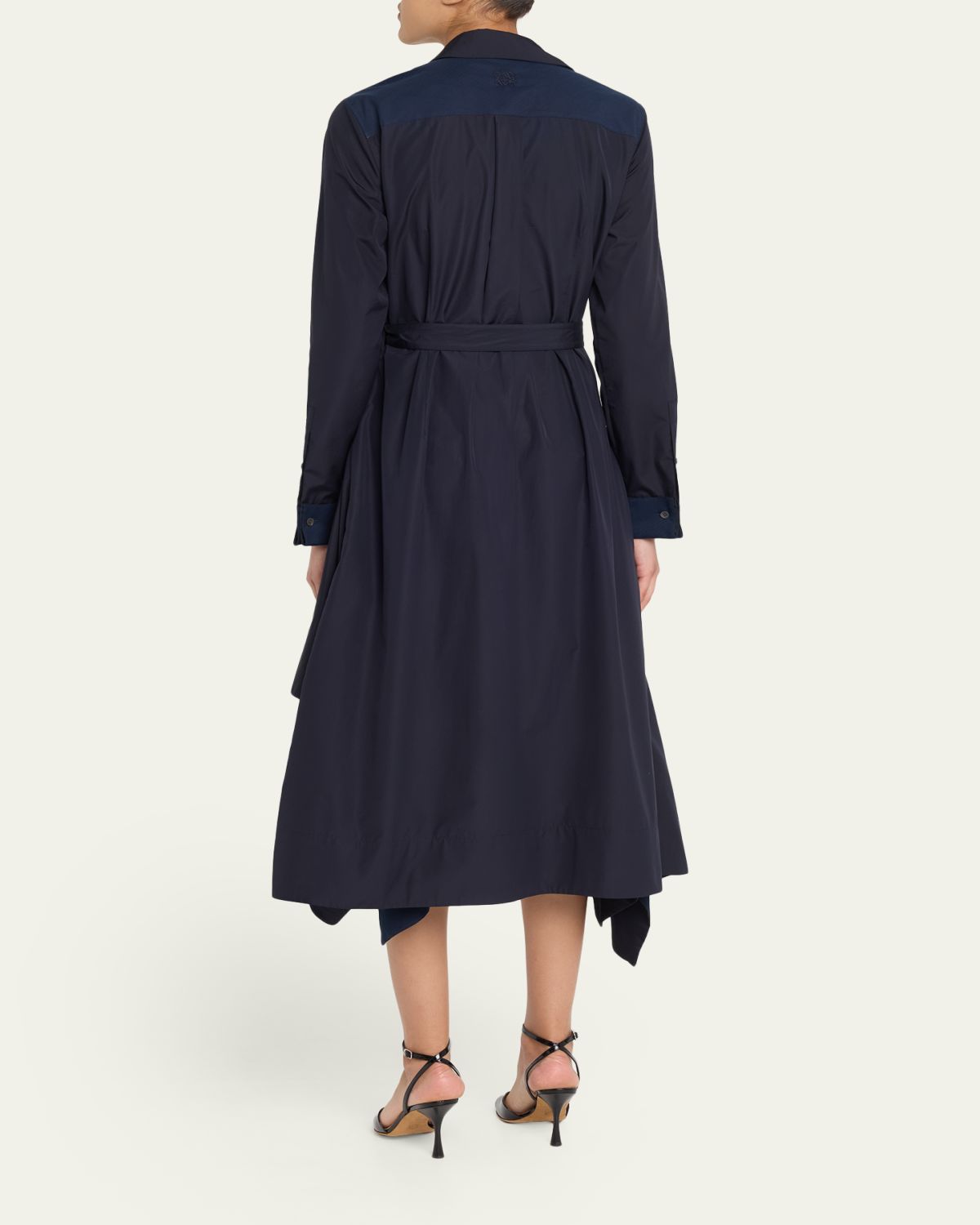 LOEWE Long-Sleeve Handkerchief Midi Wrap Shirtdress | Thumbnail 3