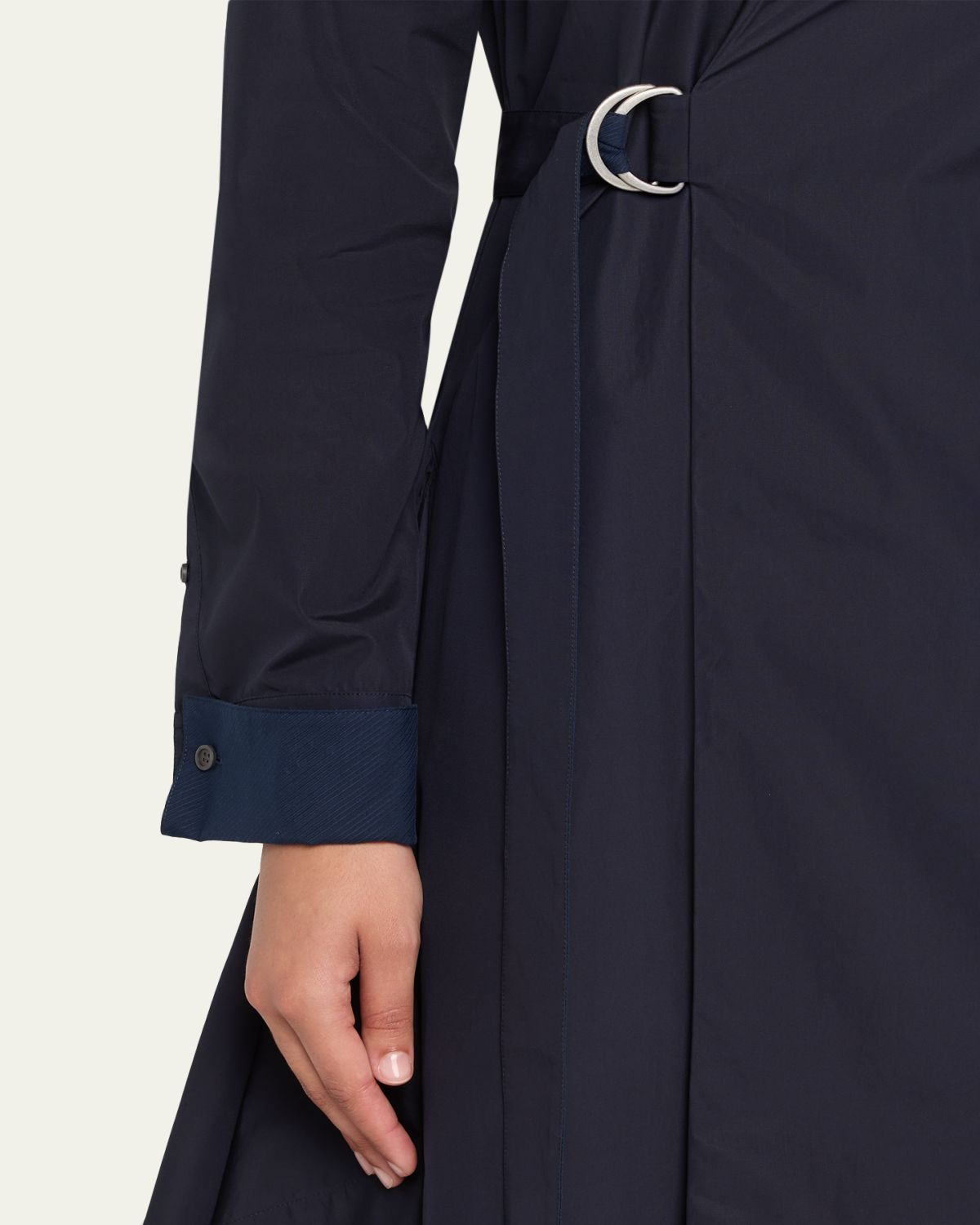 LOEWE Long-Sleeve Handkerchief Midi Wrap Shirtdress | Thumbnail 5