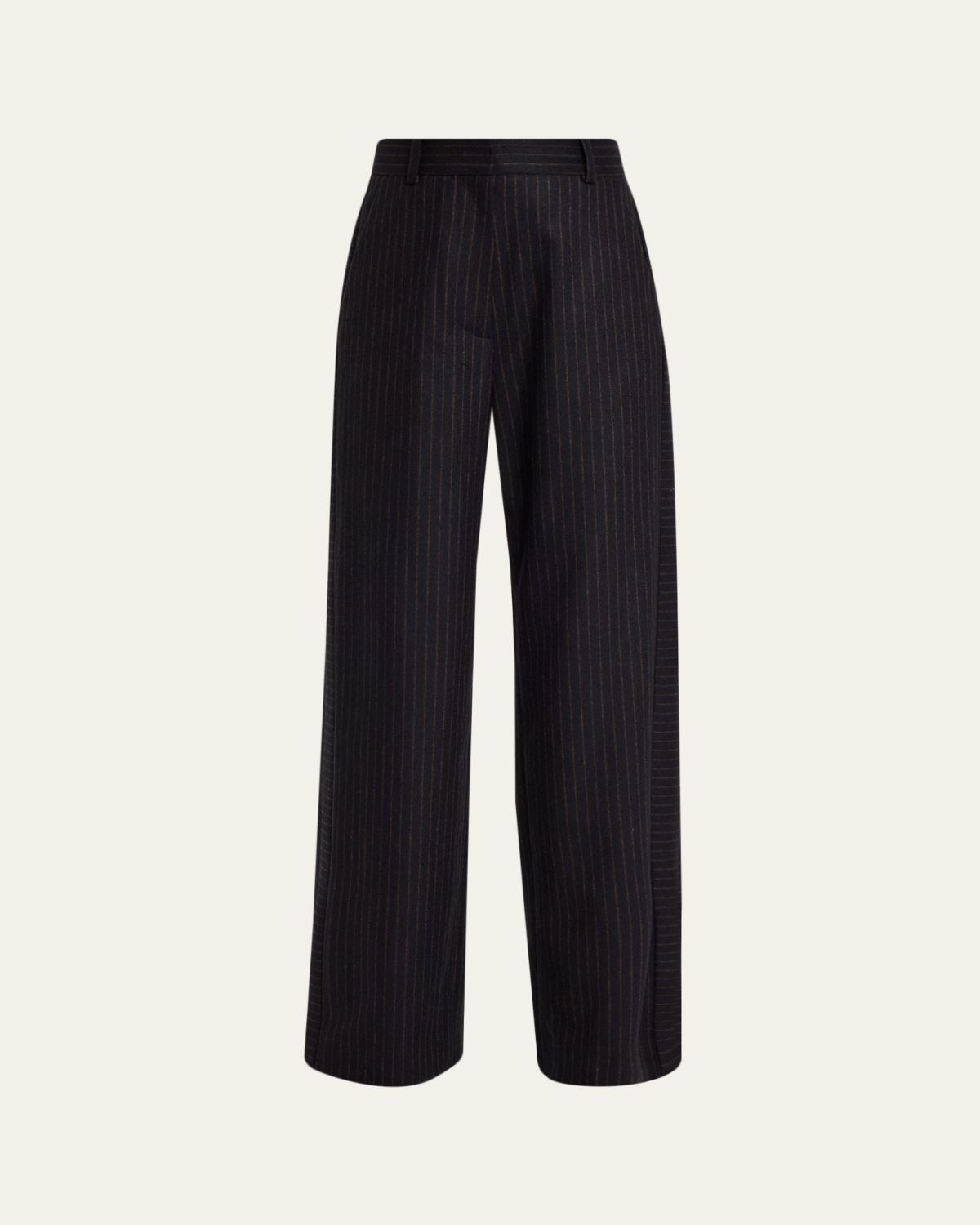 anOnlyChild Via Pinstriped Wide-Leg Side-Stripe Pants
