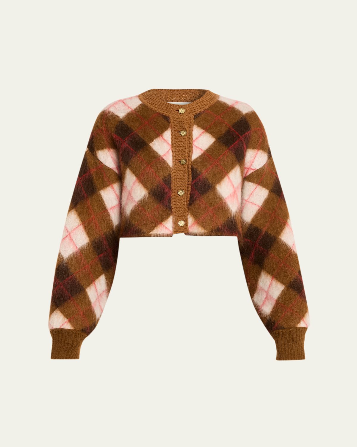 RUADH The Blane Argyle Mohair Crewneck Cardigan