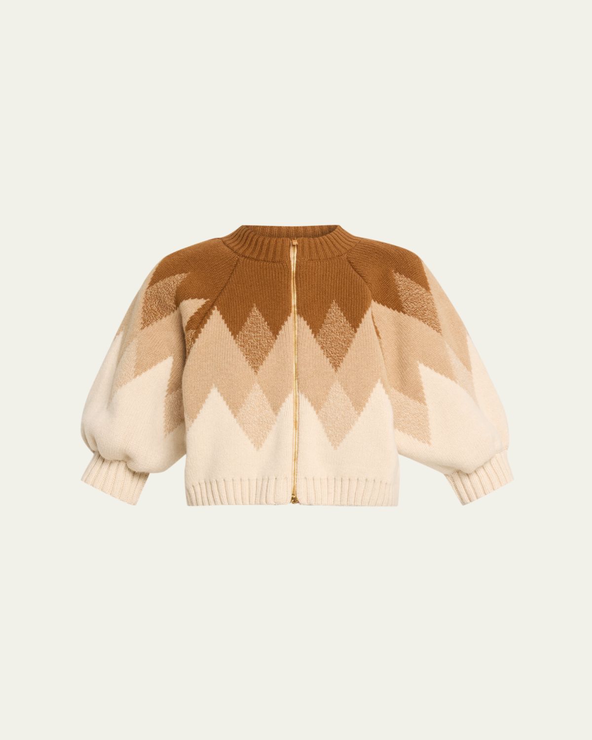RUADH The Innes Fair Isle Puff-Sleeve Zip Cardigan