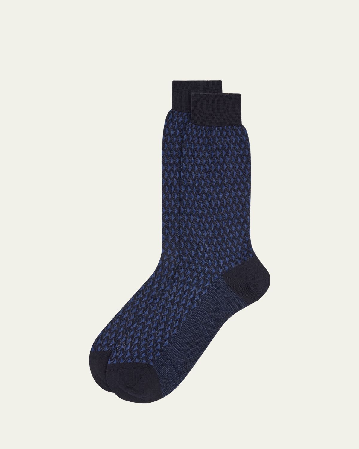 Bresciani Men's Cotton-Stretch Geometric Mid-Calf Socks
