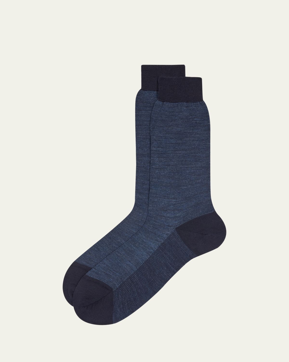 Bresciani Men's Cotton Oxford Weave Mid-Calf Socks