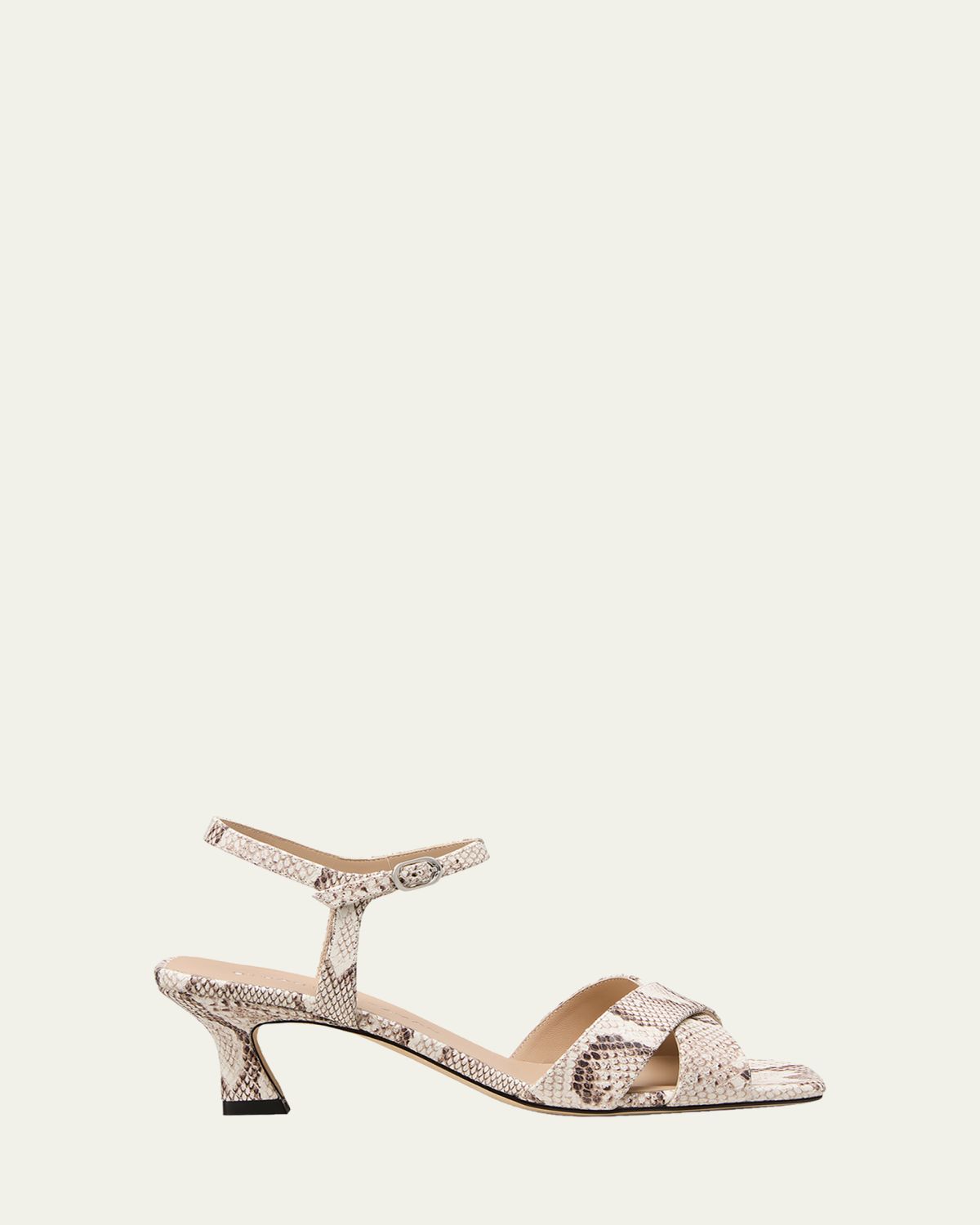 Stuart Weitzman 50mm Vinnie Snake-Embossed Leather Sandals