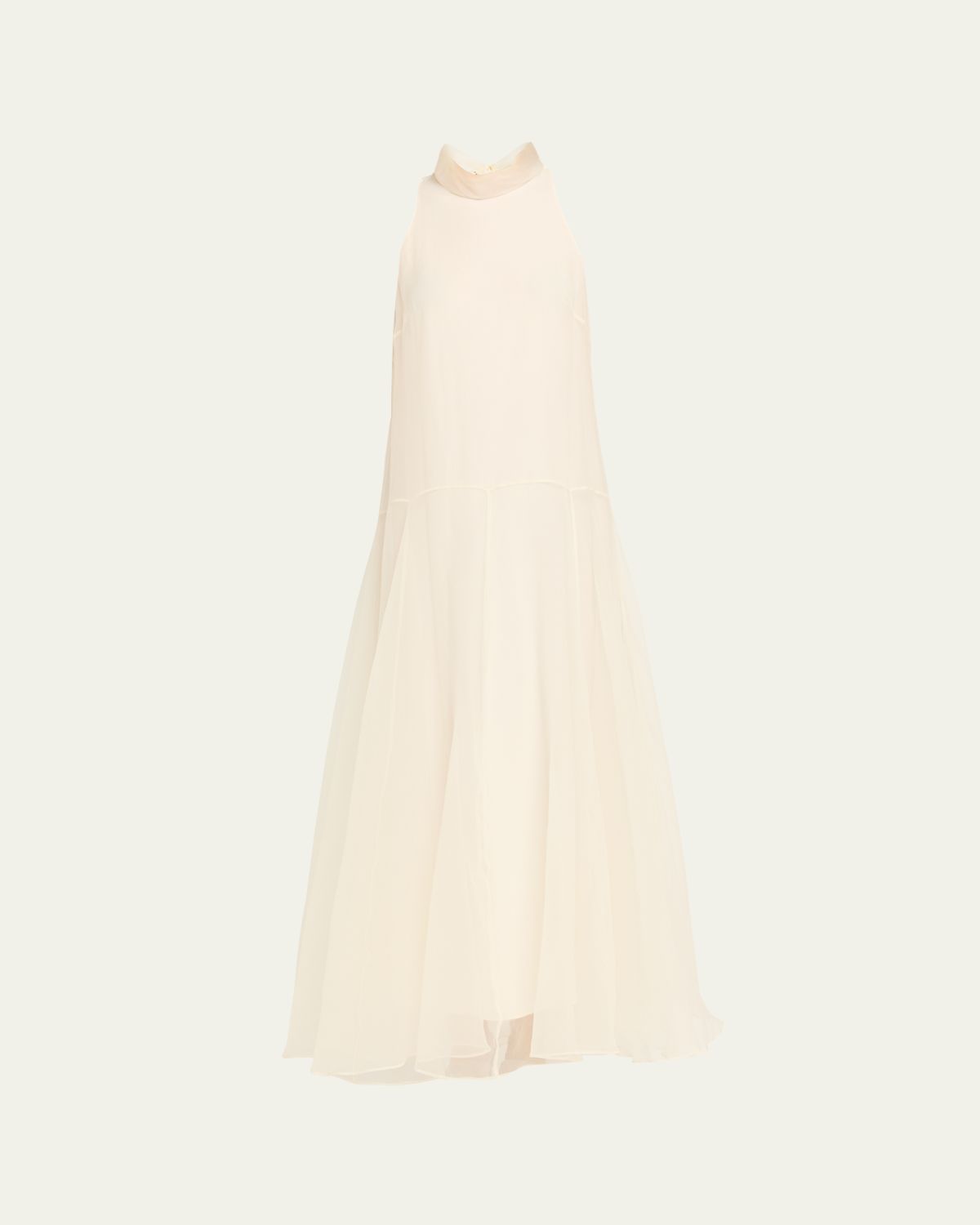 Brunello Cucinelli Crispy Silk Chiffon Drop-Waist Sleeveless Maxi Dress