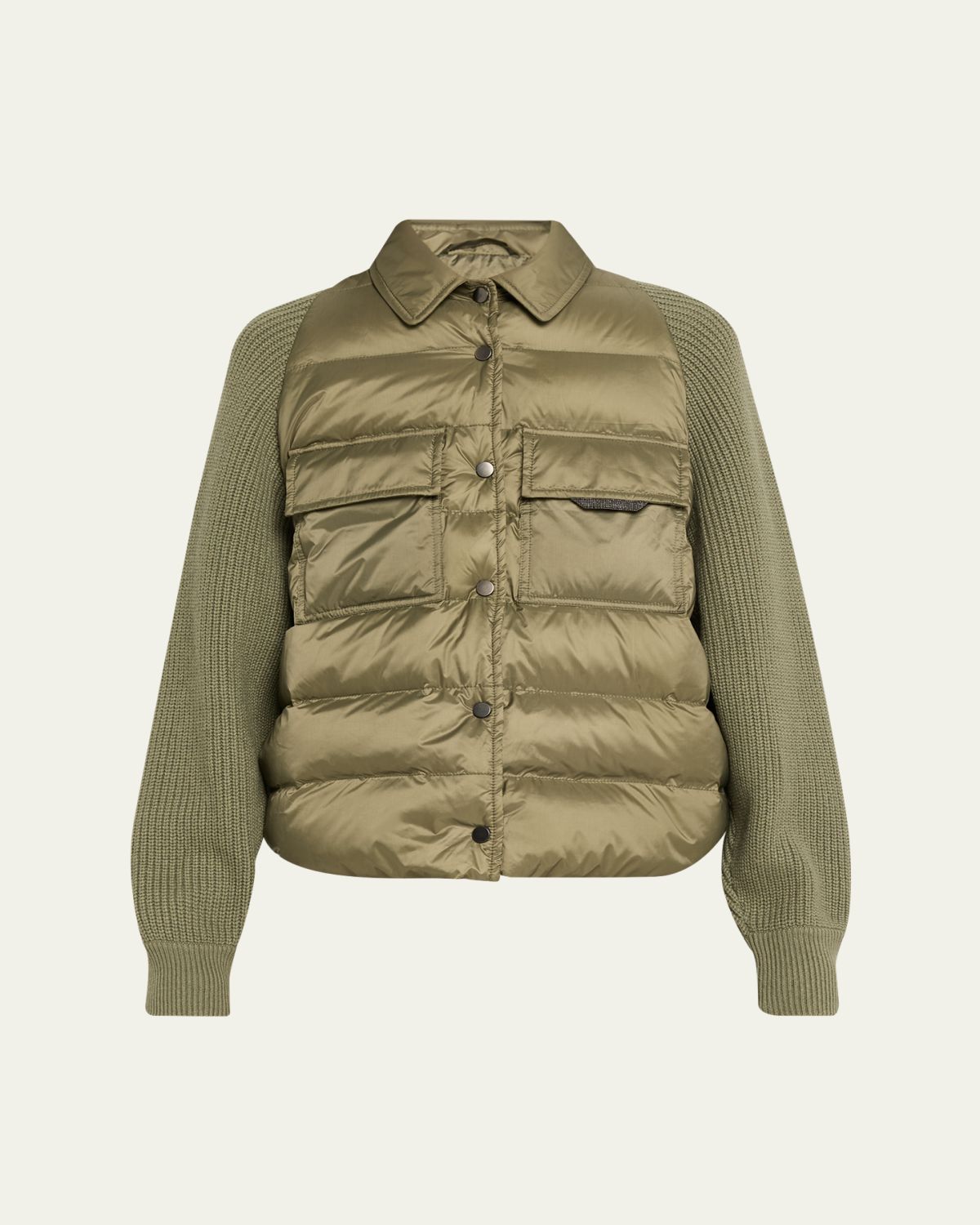 Brunello Cucinelli Superlight Down Padded Jacket With Knit Sleeves