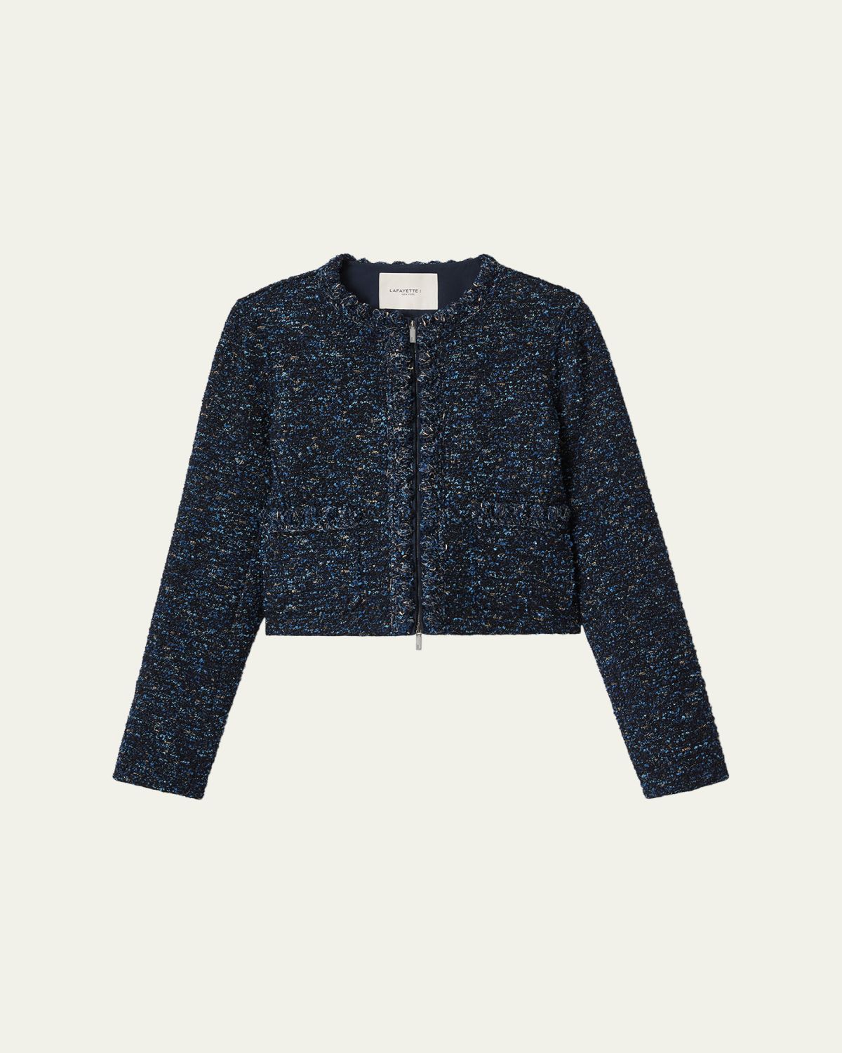 Lafayette 148 New York Pom Pom-Trim Boucle Tweed Jacket
