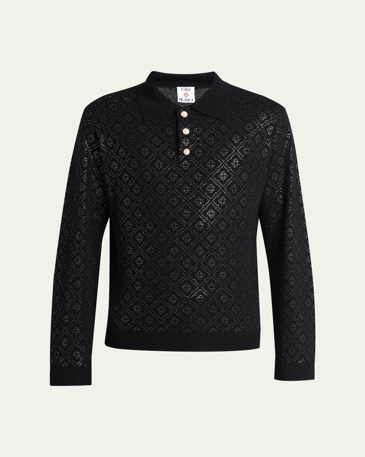 CASABLANCA Men 's Hot Fix Monogram ong-Sleeve Shirt