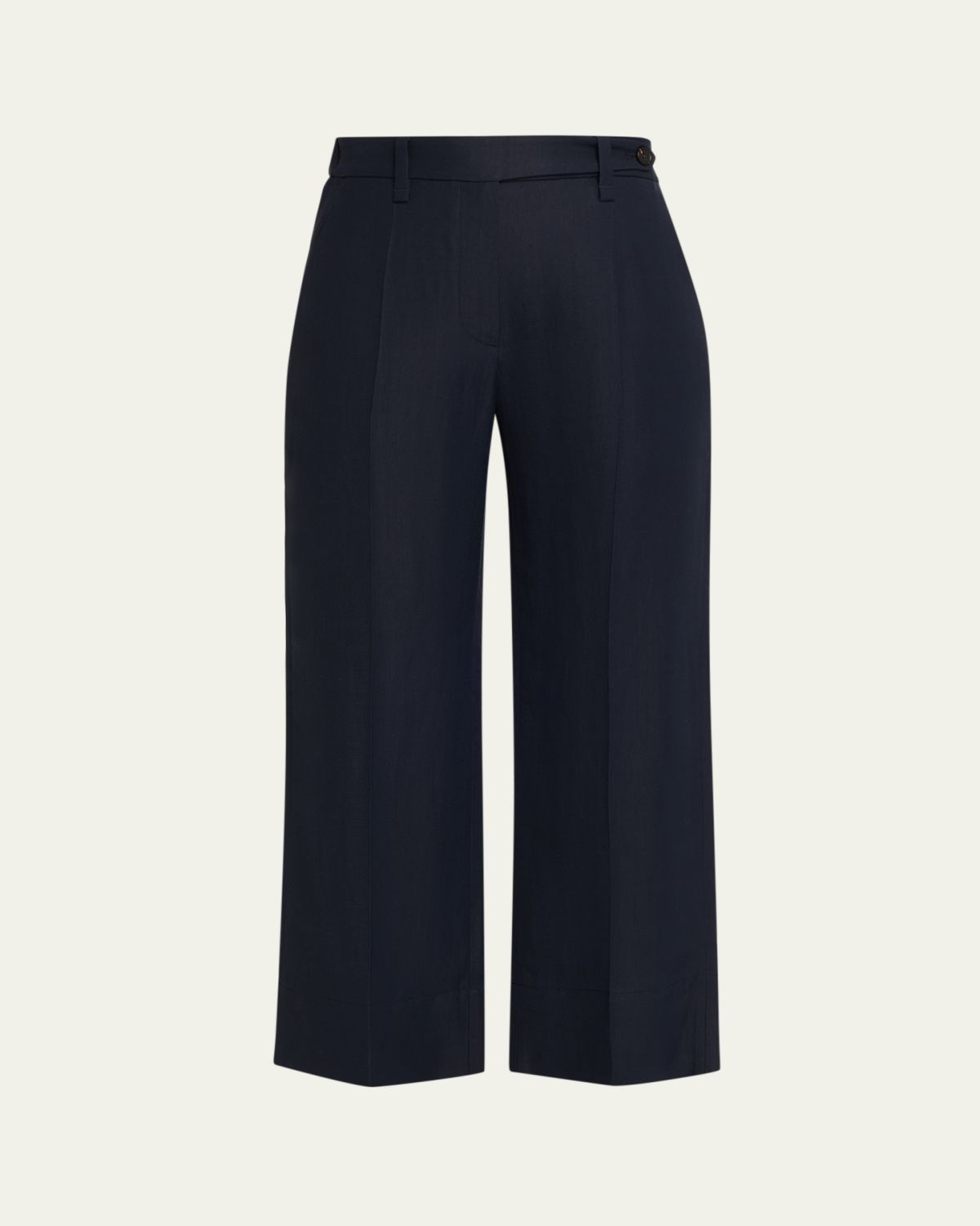 Brunello Cucinelli Linen Twill Wide-Leg Crop Cigarette Pants