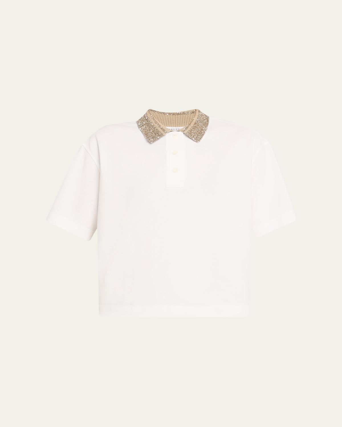 Brunello Cucinelli Paillette Collar Short-Sleeve Cotton Piquet Polo Shirt