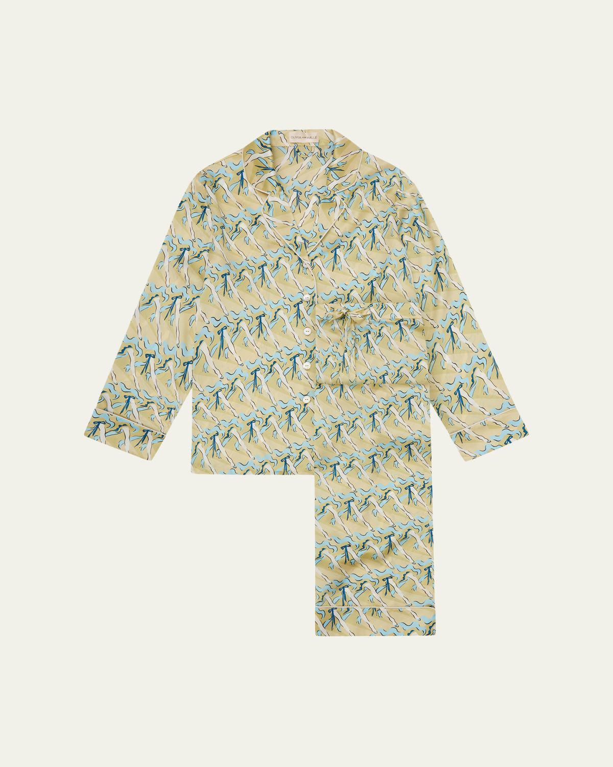 Olivia von Halle Lila Loulou Printed Silk Satin Pajama Set