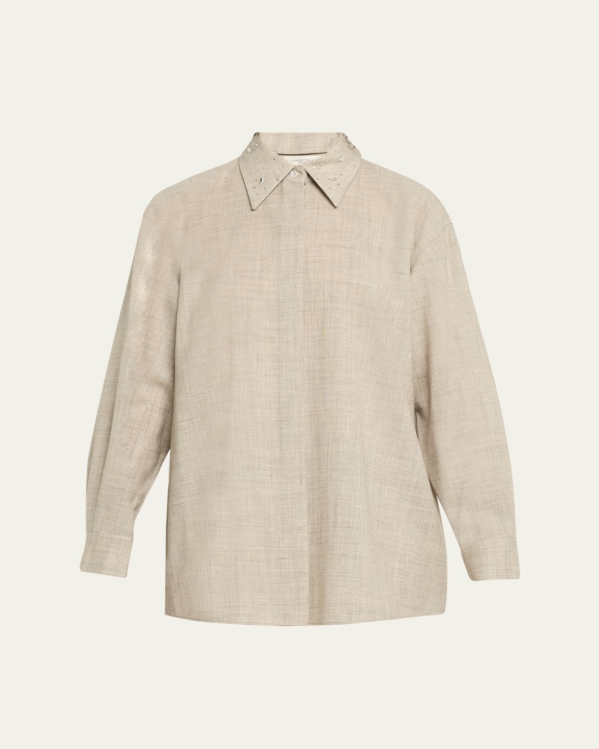 Lafayette 148 New York Oversized Crystal-Embellished Melange Shirt