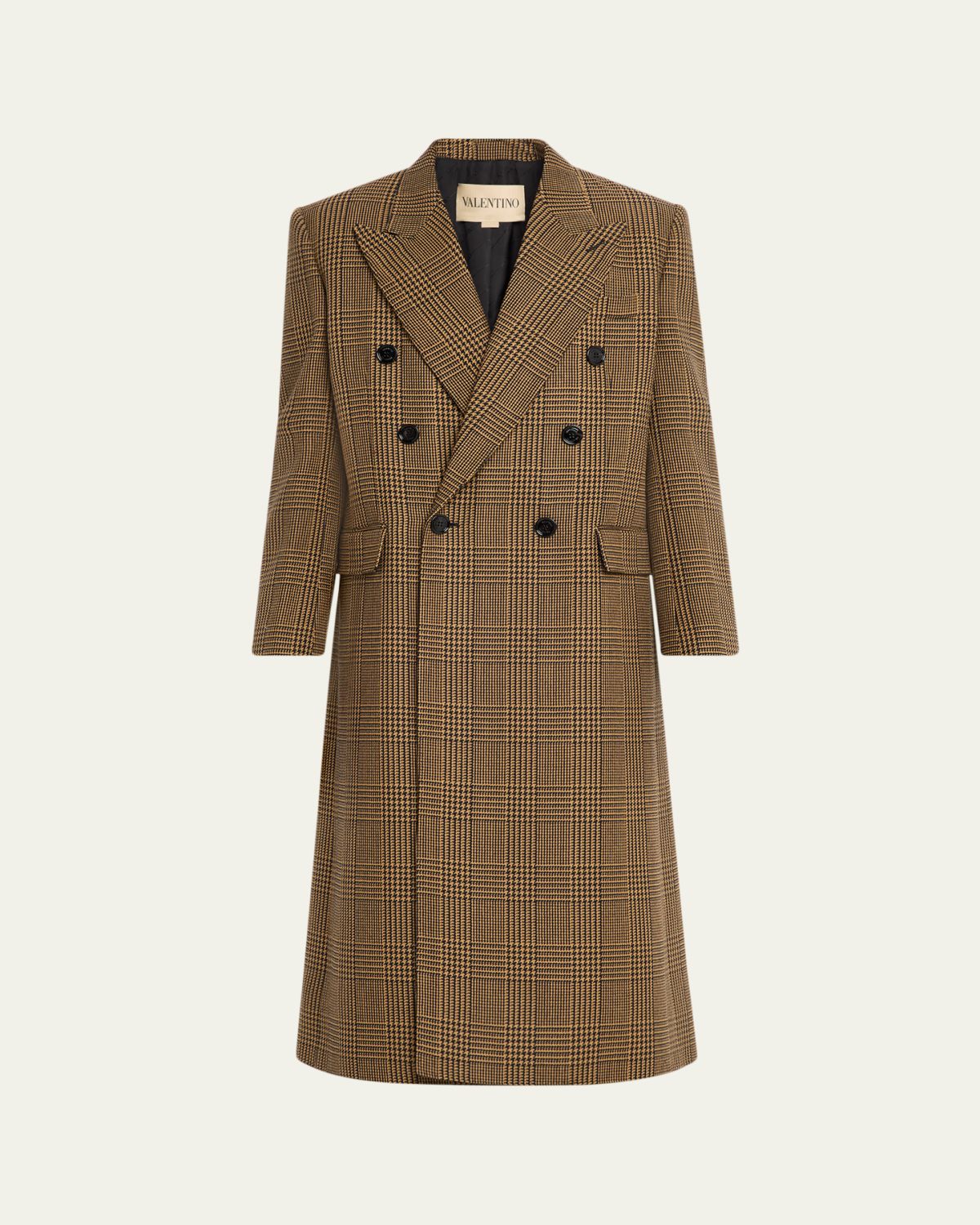 Valentino Garavani Men's Double-Breasted Glen Plaid Wool Coat
