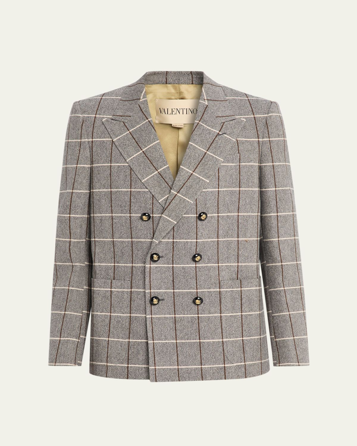 Valentino Garavani Men's Check-Print Melange Wool Jacket