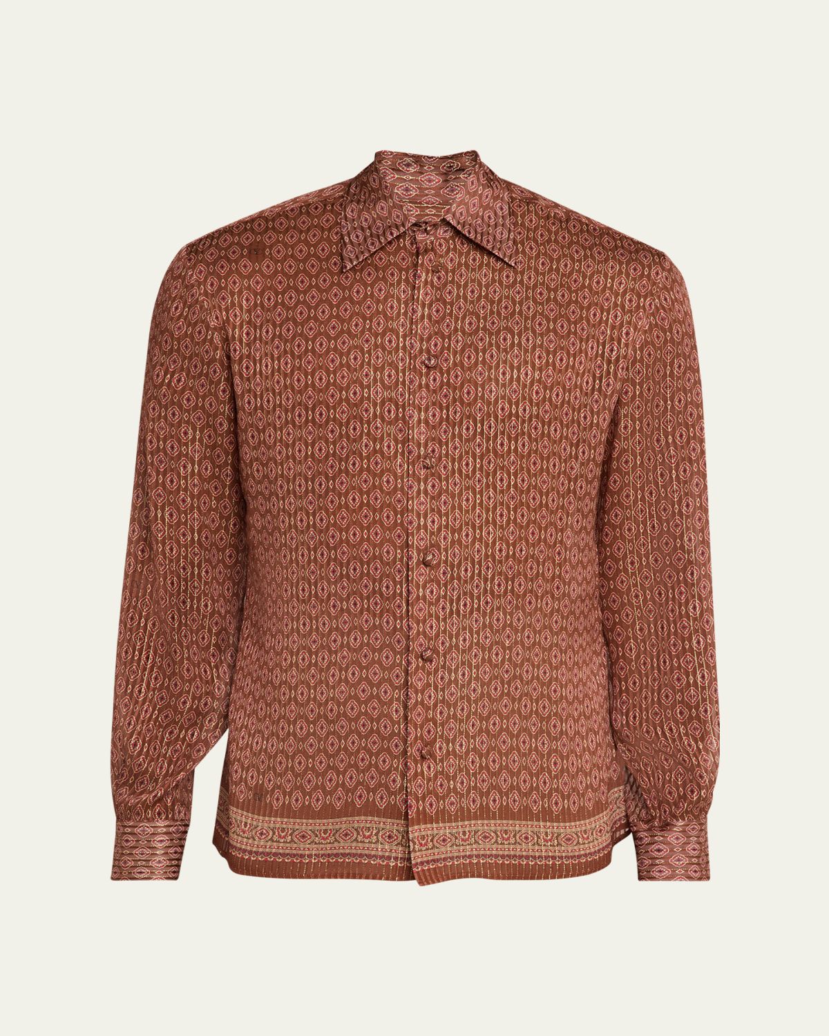 Valentino Garavani Men's Silk Medallion Button-Down Shirt