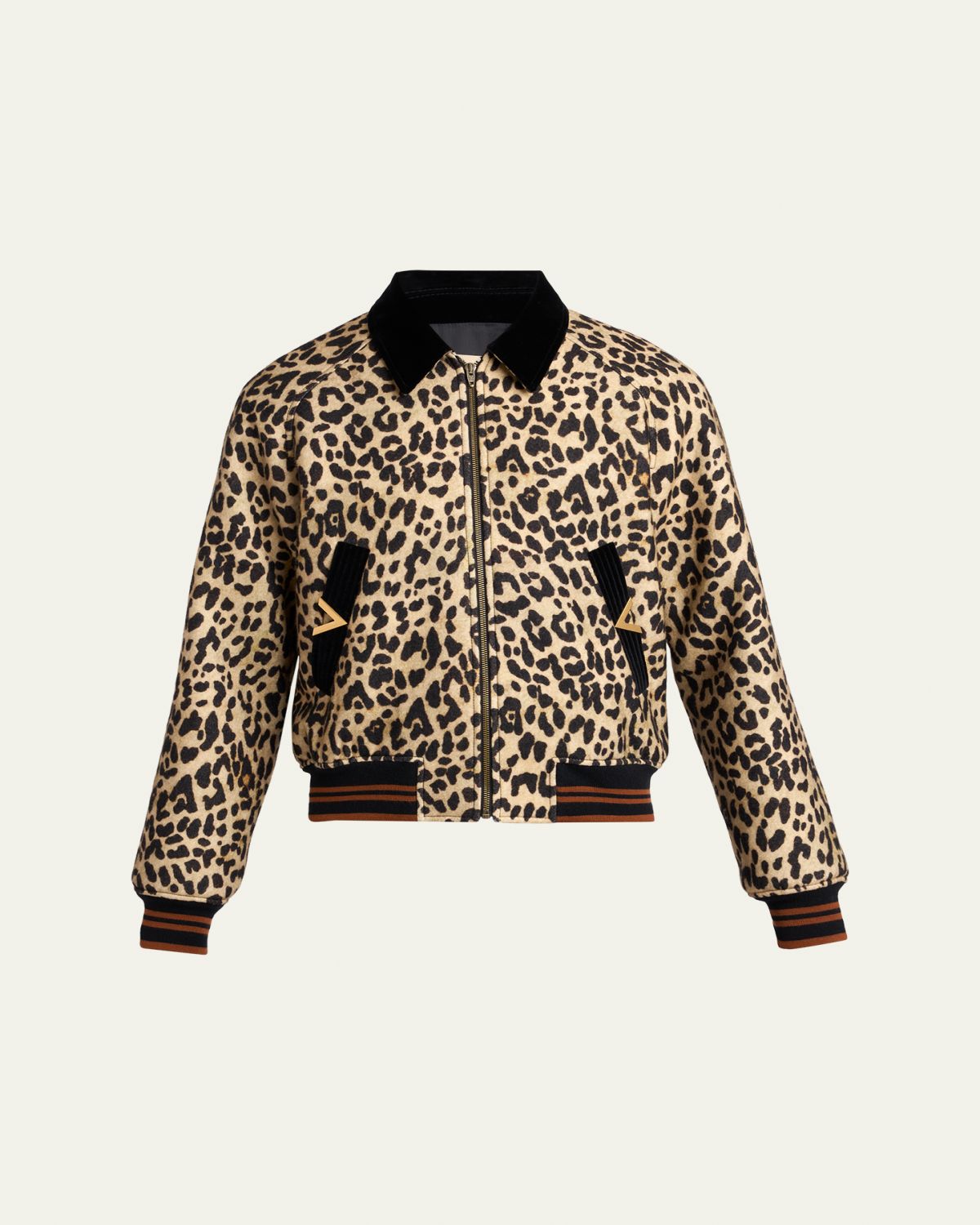 Valentino Garavani Men's Animal-Print Wool Bomber Jacket