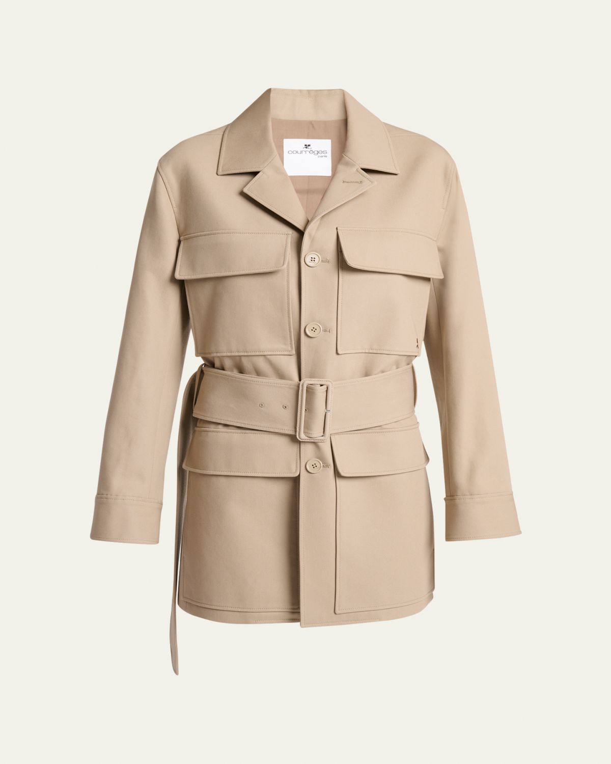 Courreges Flap-Pocket Belted Utility Jacket