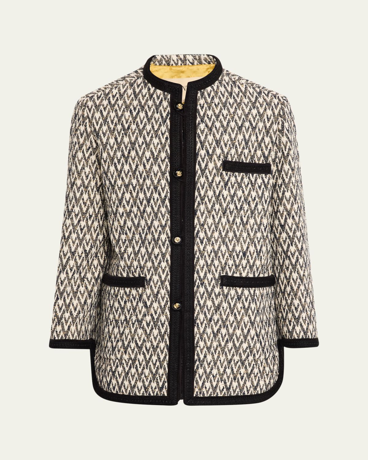 Valentino Garavani Geometric Woven Collarless Jacket