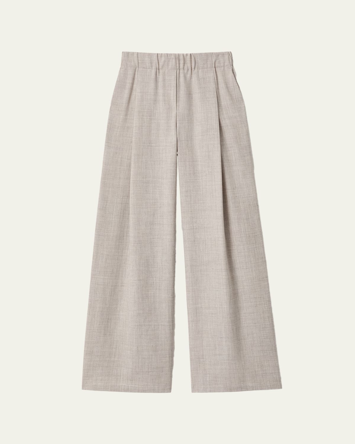 Lafayette 148 New York Astor Pleated Wide-Leg Melange Pants