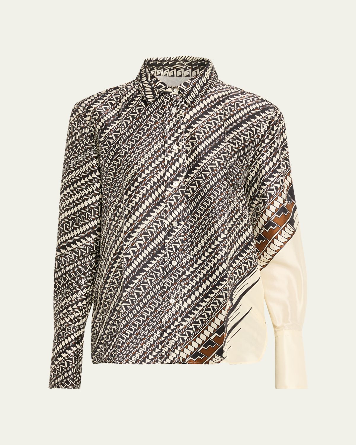Heirlome x Alex Jurado Geometric Silk Button-Down Shirt