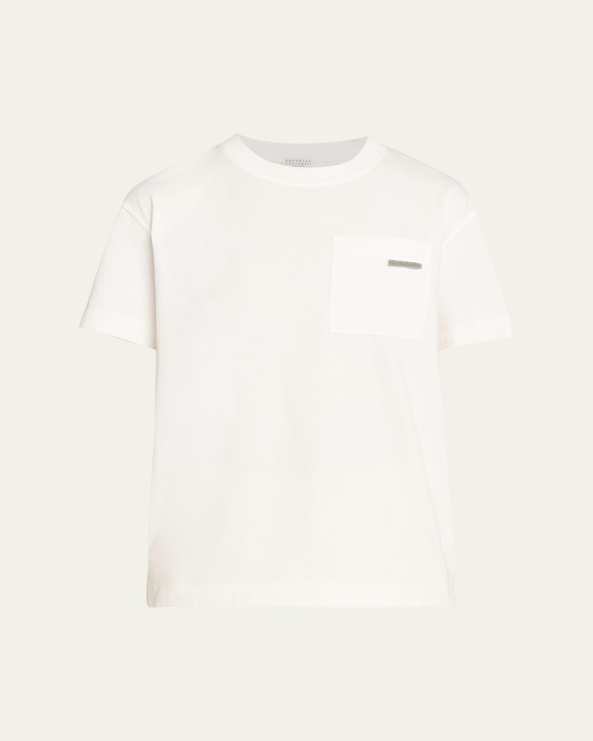 Brunello Cucinelli Cotton Jersey Short-Sleeve T-Shirt With Monili Tab Pocket