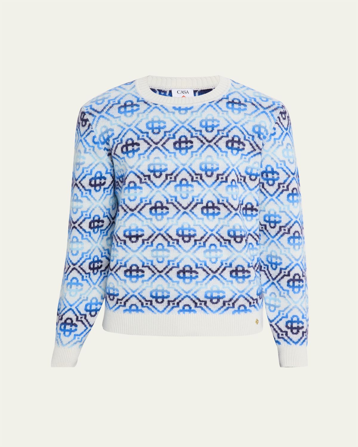 CASABLANCA Men 's Space Dye Monogram Knit Crewneck Sweater