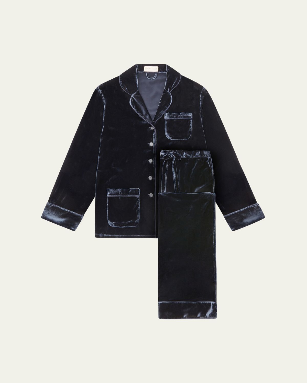 Olivia von Halle Coco Silk-Viscose Velvet Pajama Set