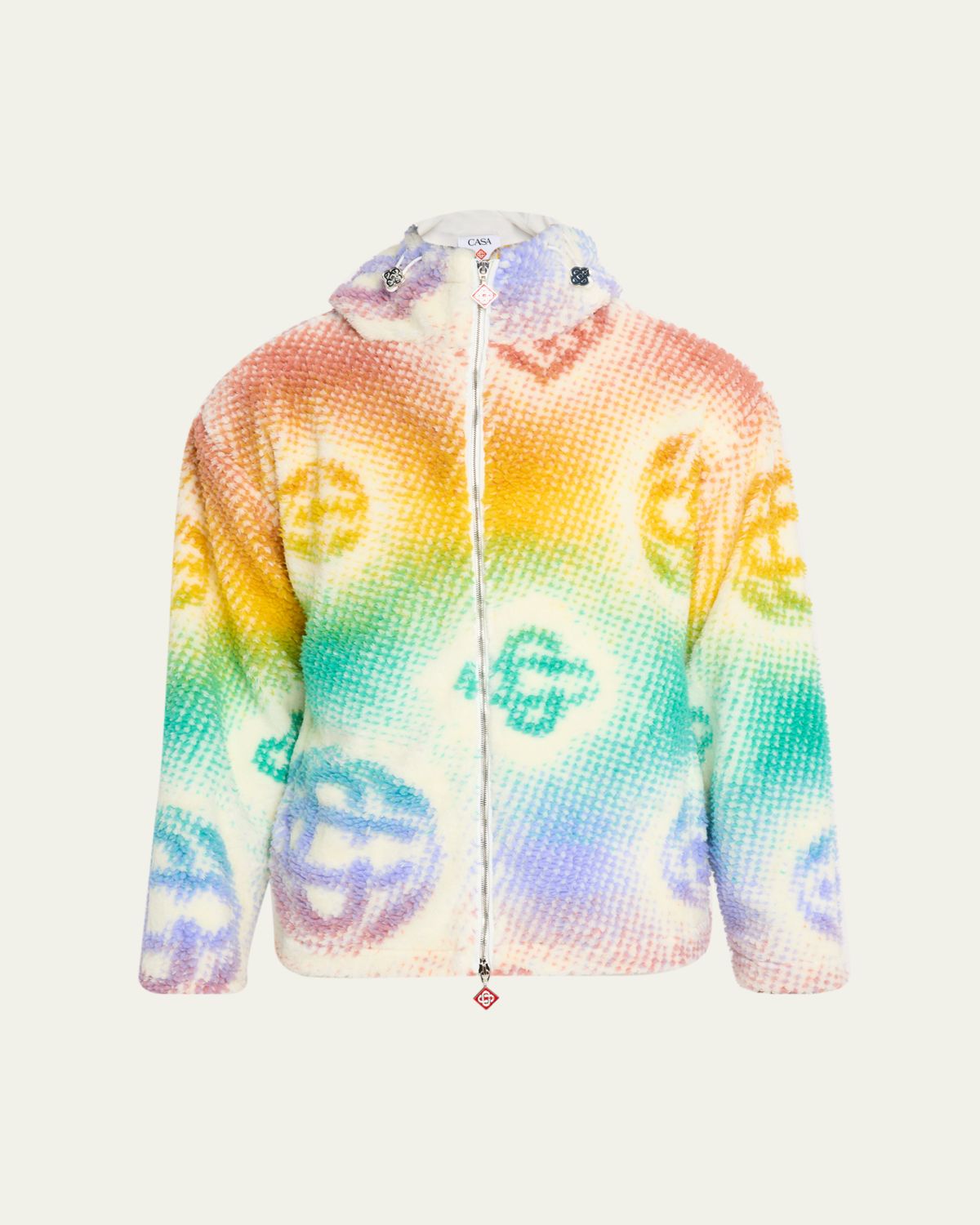 CASABLANCA Men 's Halftone Logo Full-Zip Hoodie