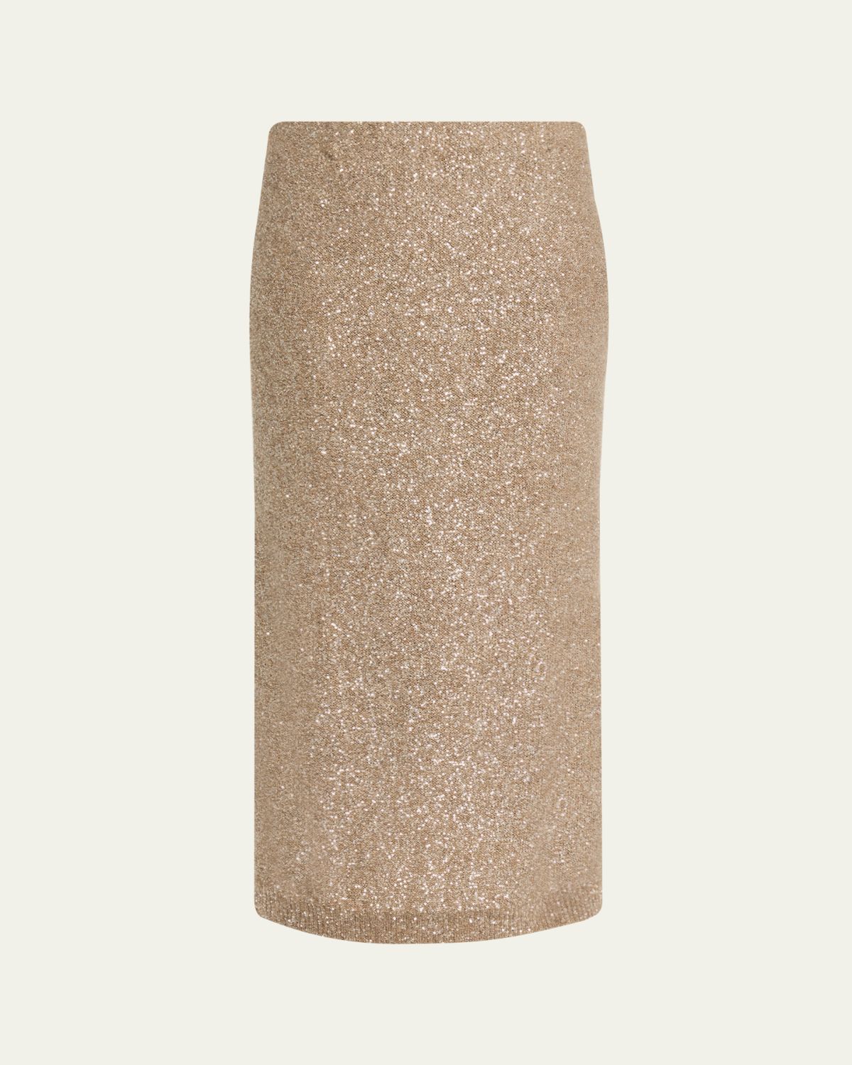 Brunello Cucinelli Diamante Linen-Mohair Knit Midi Pencil Skirt
