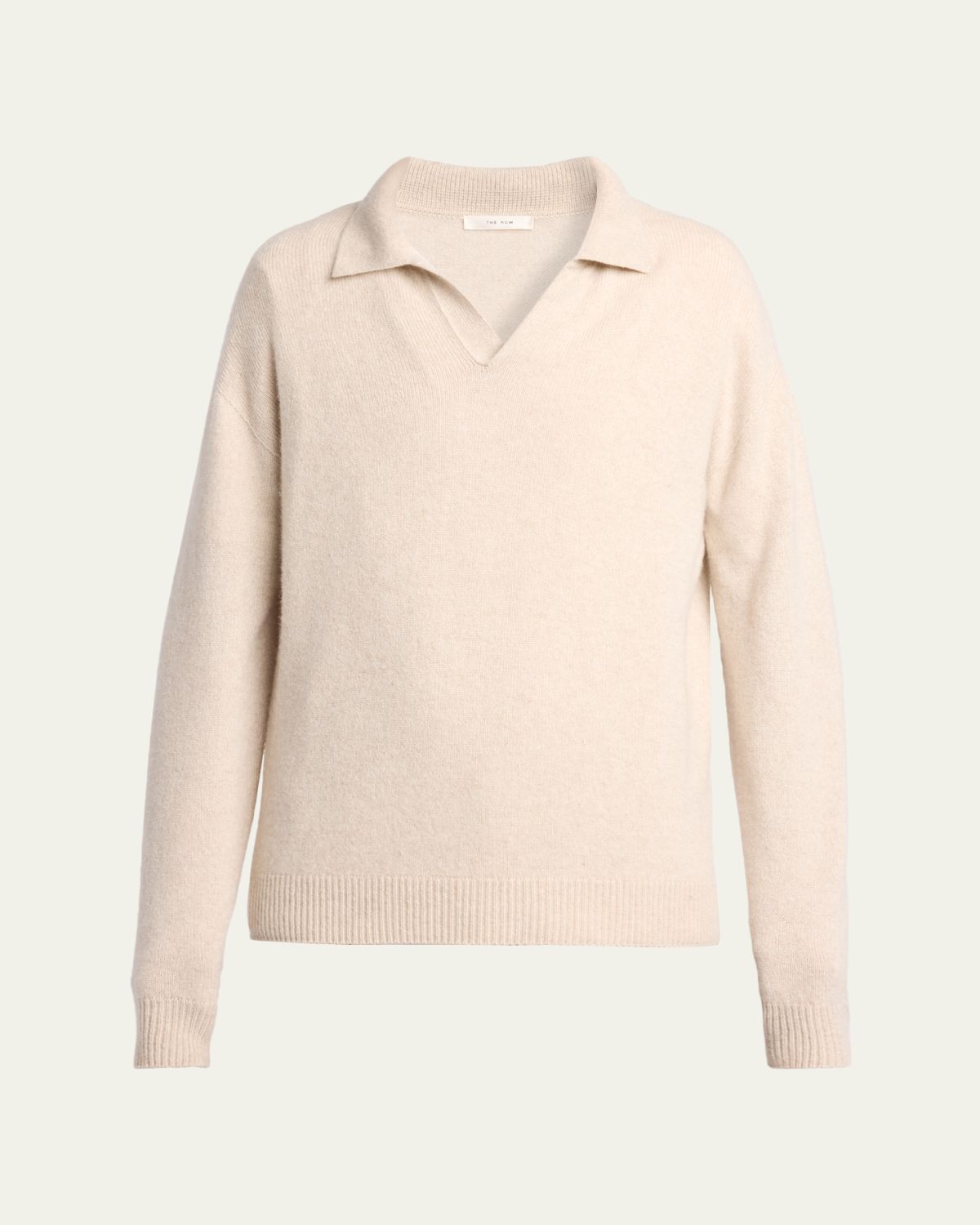 THE ROW Men's Cashmere Knit Johnny-Collar Polo Sweater