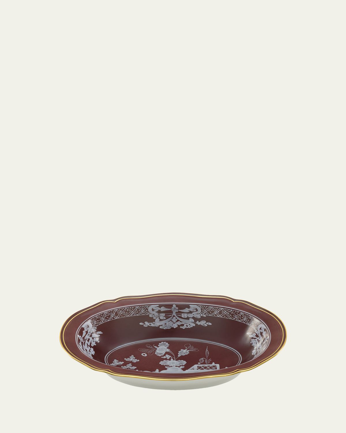 GINORI 1735 Oriente Italiano Castagna Deep Oval Serving Bowl