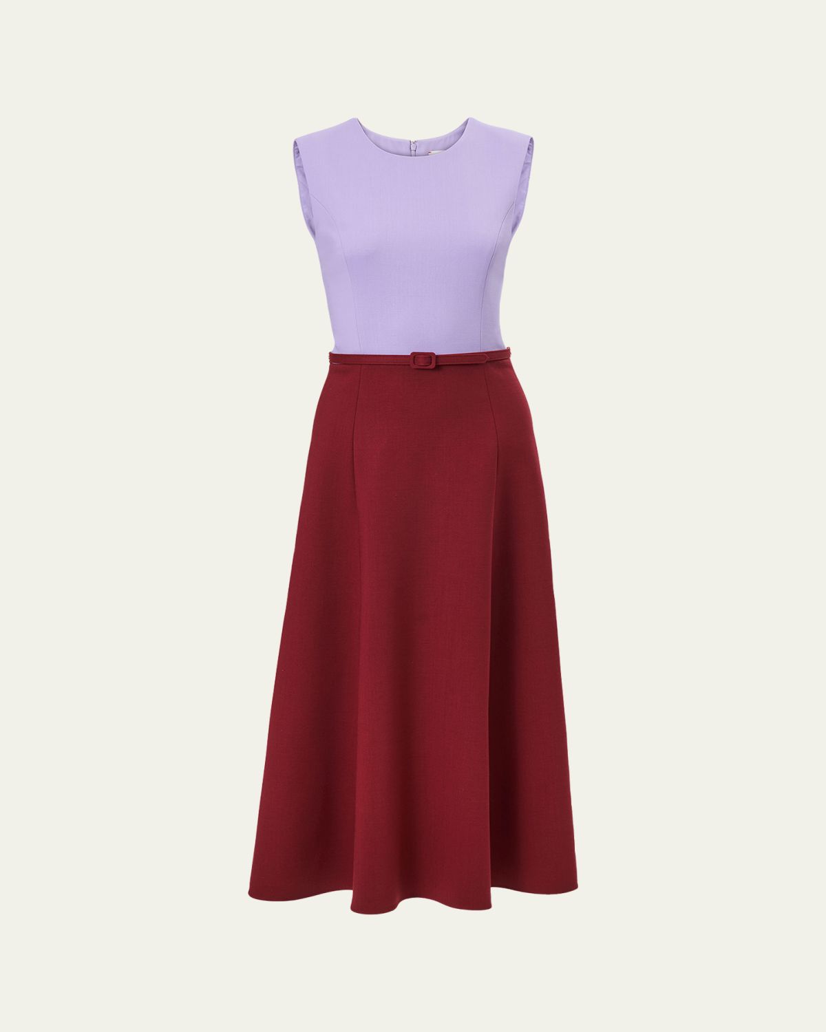 Carolina Herrera Colorblock Sleeveless Belted Midi Dress