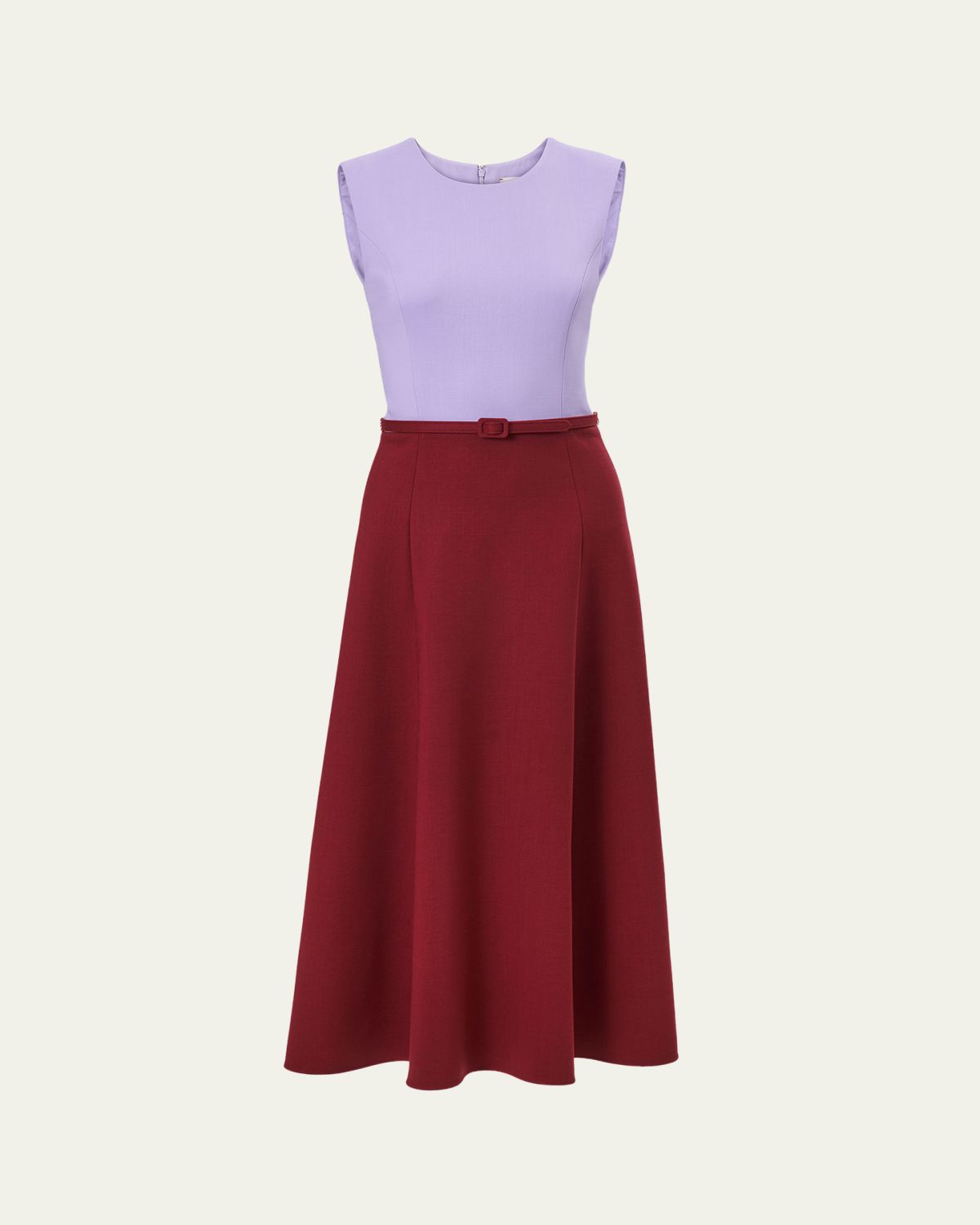 Carolina Herrera Colorblock Sleeveless Belted Midi Dress