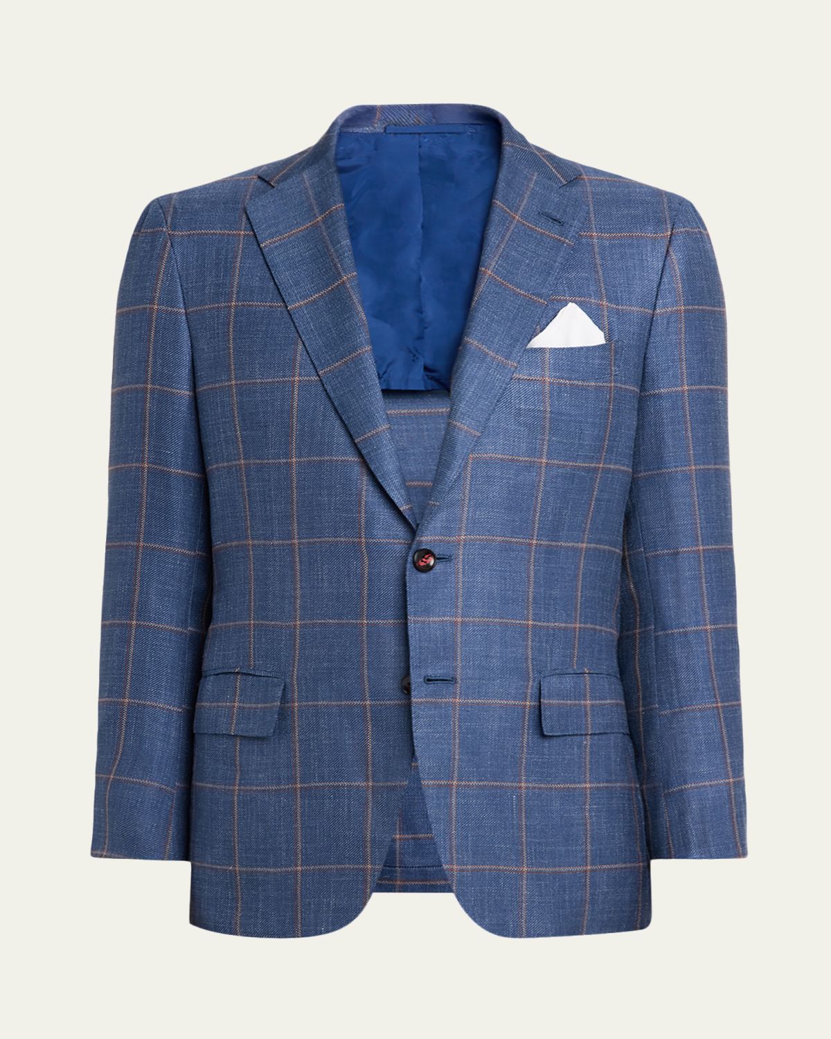 Kiton Men's Cashmere, Silk, and Linen Windowpane Sport Coat