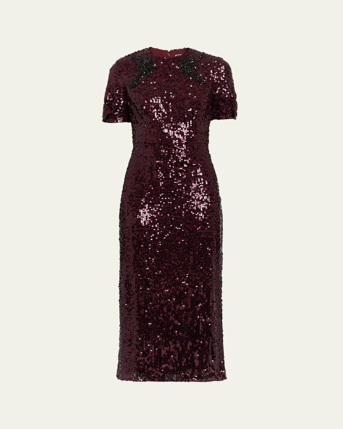Erdem Twisted Short-Sleeve Sequined Midi Dress