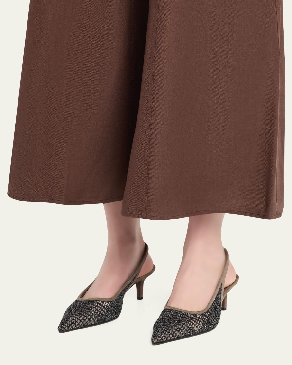 Brunello Cucinelli 55mm Monili Suede-Trimmed Slingback Pumps | Thumbnail 4 Brunello Cucinelli 55mm Monili Suede-Trimmed Slingback Pumps | Thumbnail 4