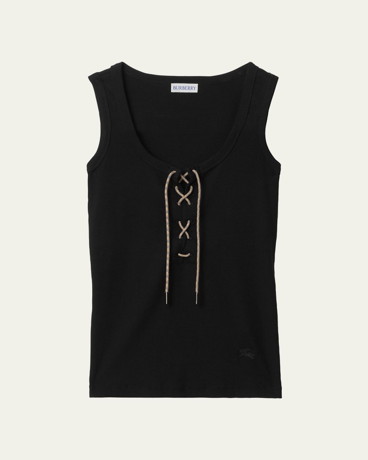 Burberry Cleo Lace-Up Ribbed Cotton Tank Top