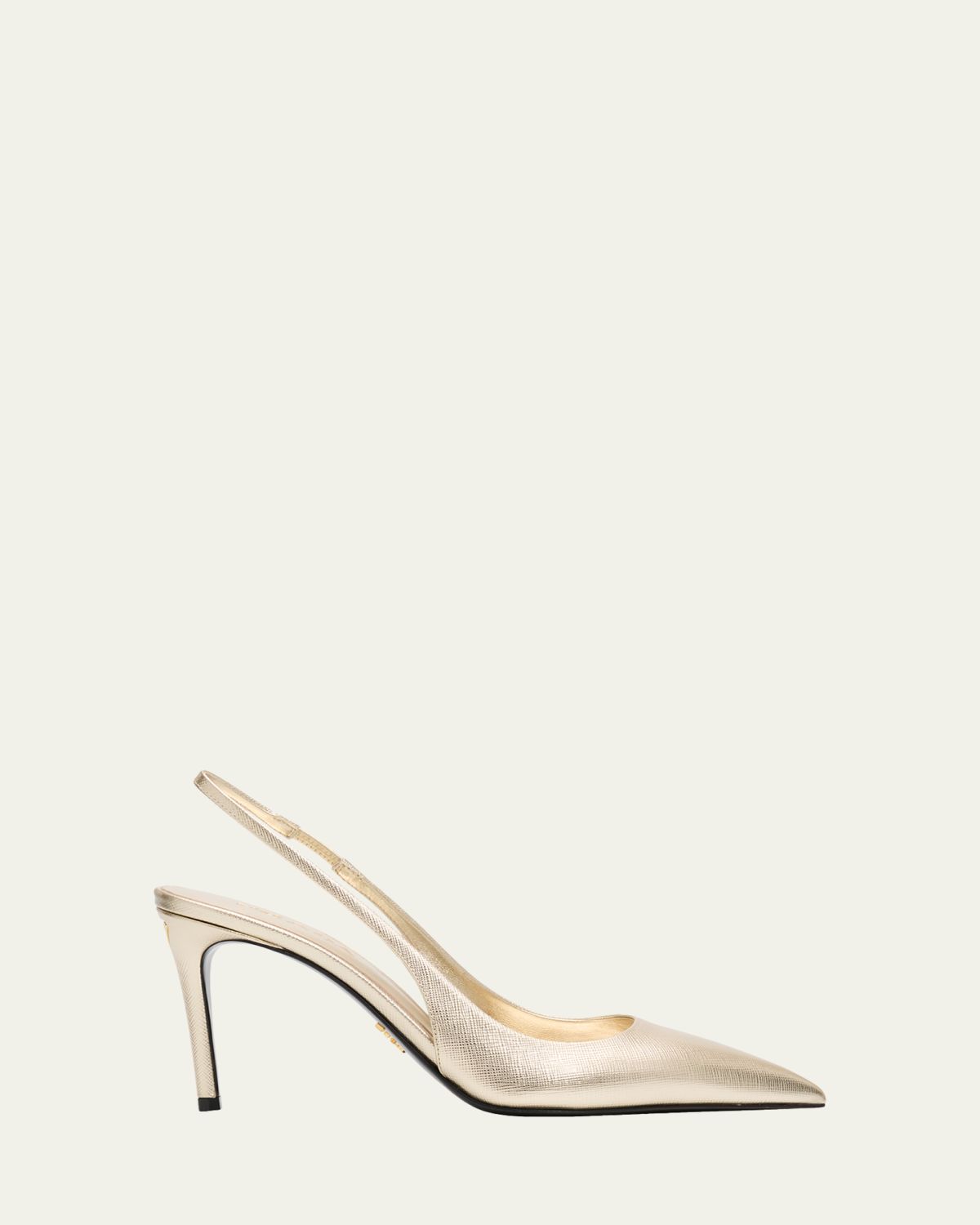 Prada 90mm Saffiano Metallic Leather Slingback Pumps