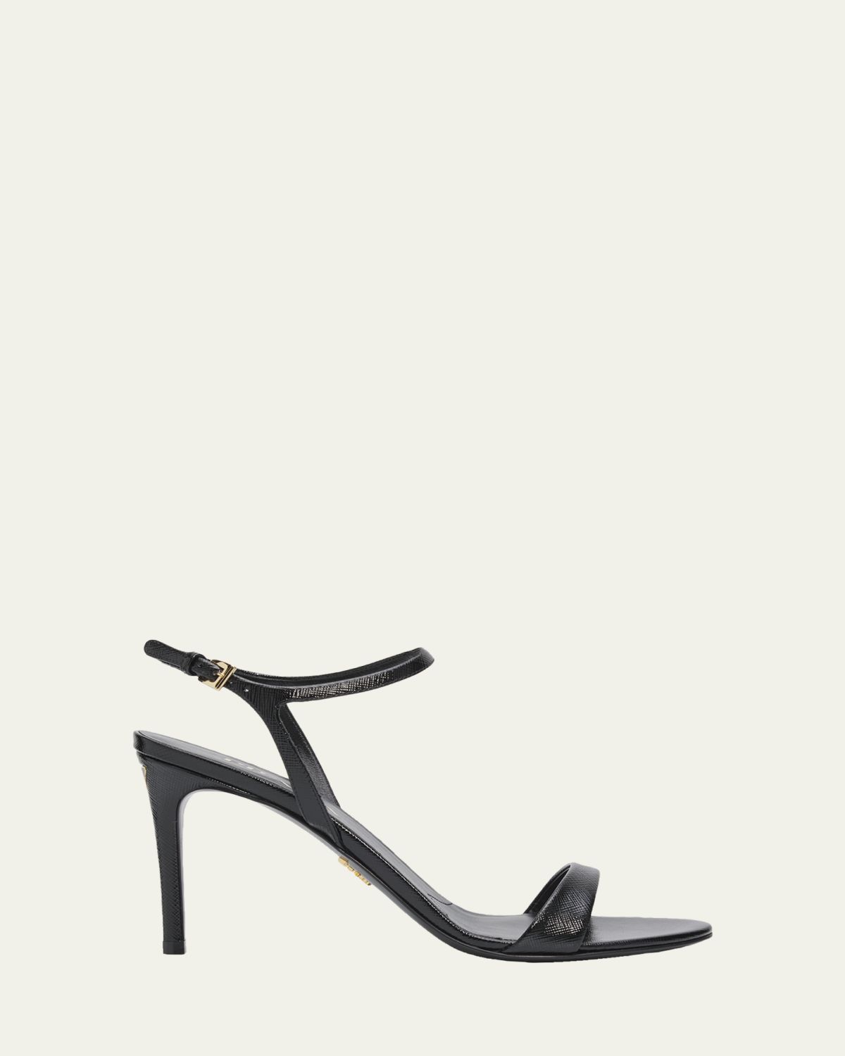 Prada 85mm Saffiano Leather Ankle-Strap Sandals