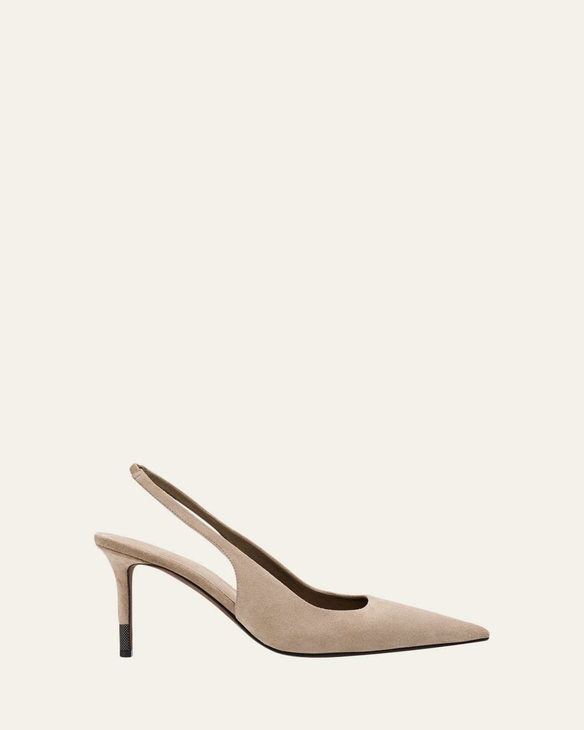 Brunello Cucinelli 80mm Monili Suede Slingback Pumps